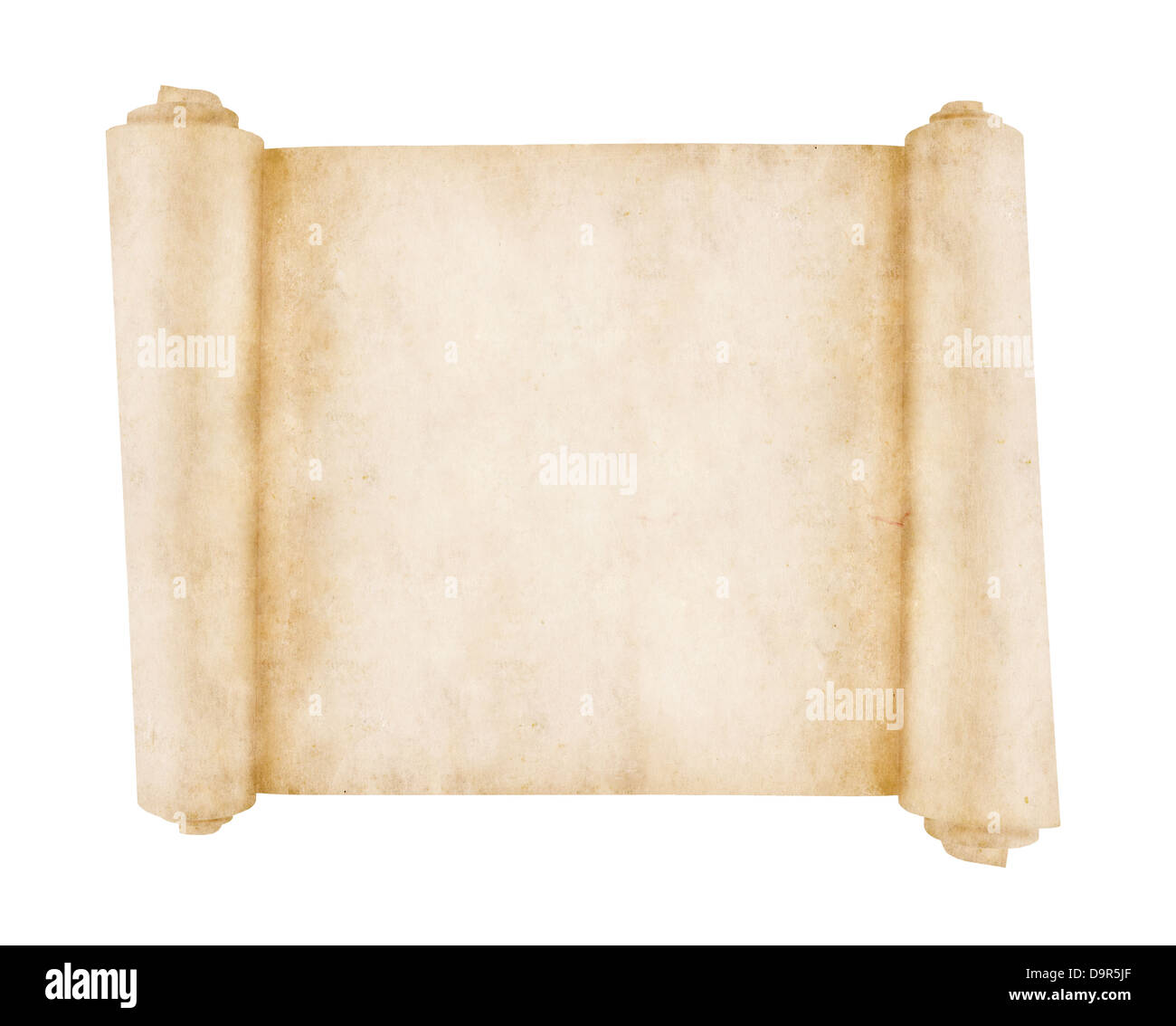 Vieux papier défilement isolated on white Banque D'Images
