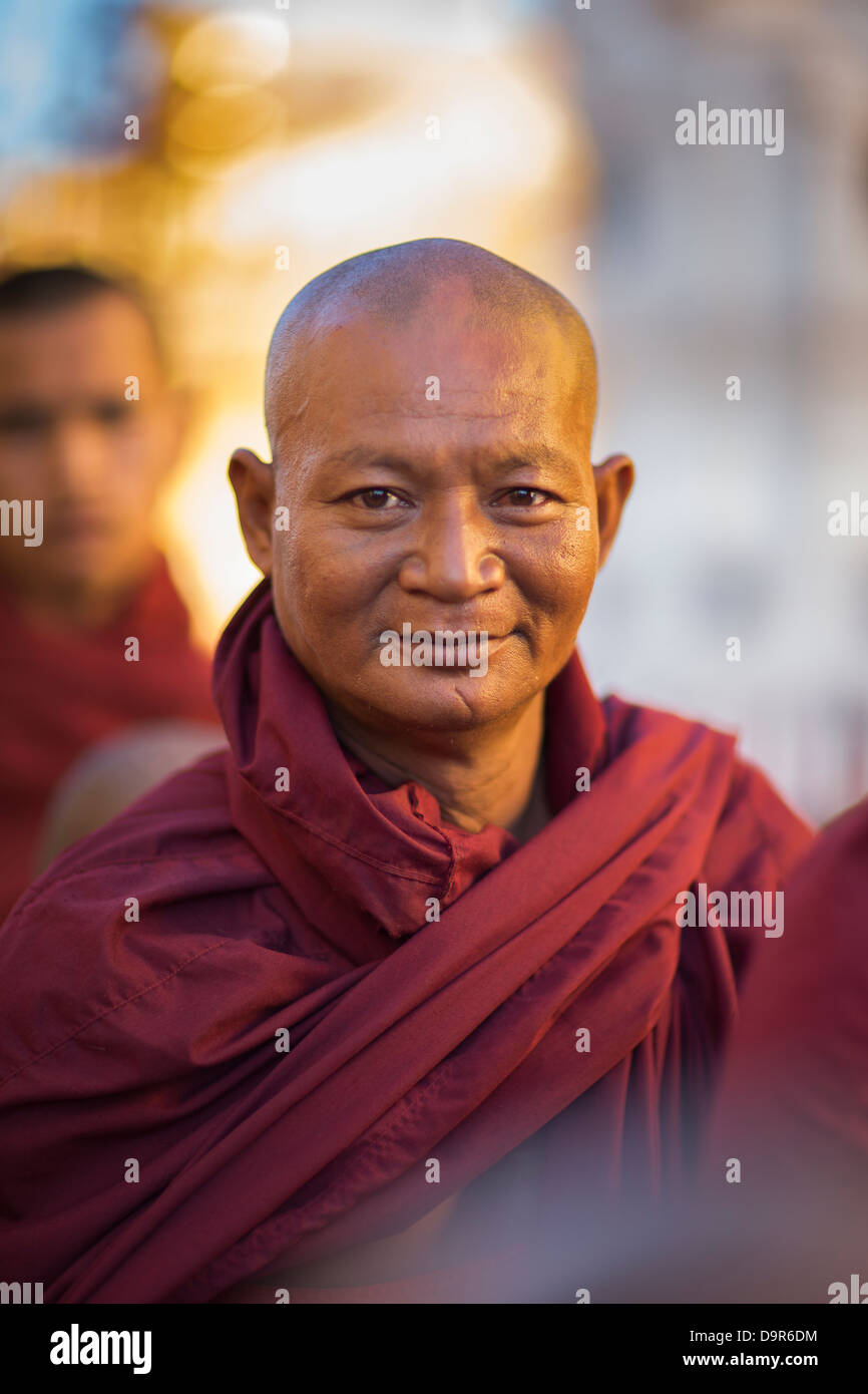 Monk, Bagan, Myanmar (Birmanie) Banque D'Images