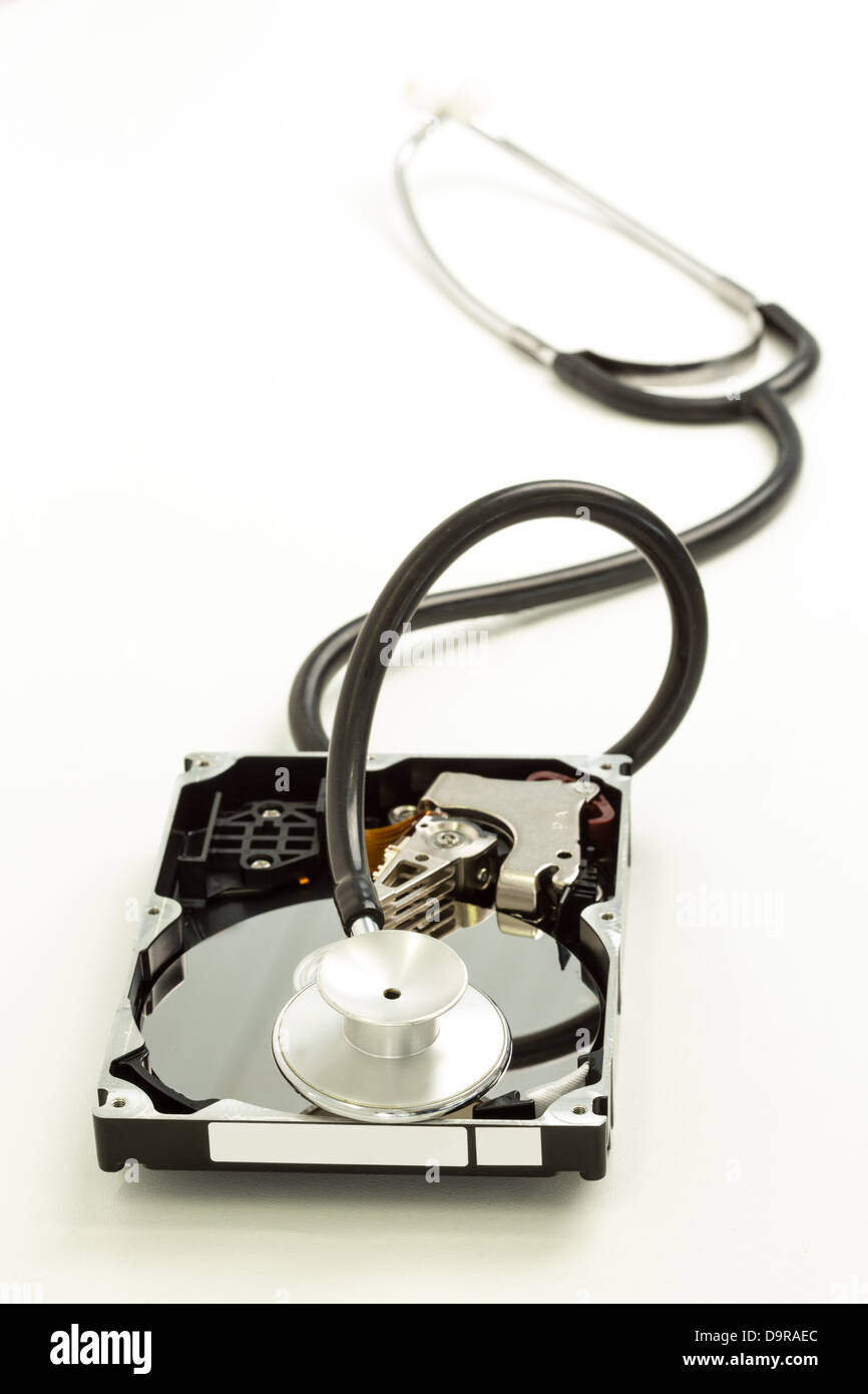 Lecteur de disque avec stéthoscope posé sur elle Banque D'Images Lecteur de disque avec stéthoscope posé sur elle Banque D'Images