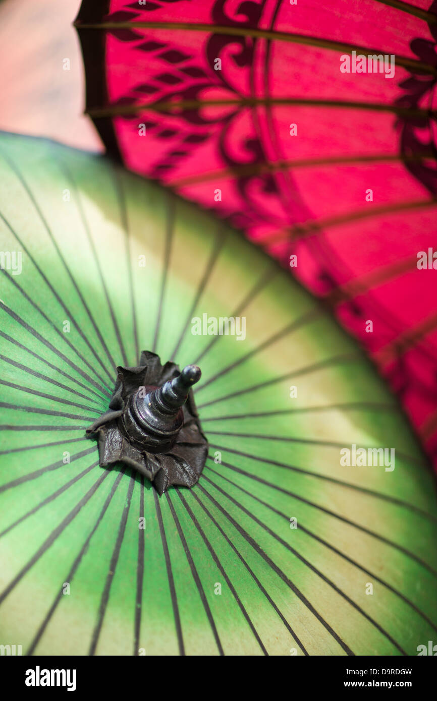 Parasols, Bagan, Myanmar (Birmanie) Banque D'Images