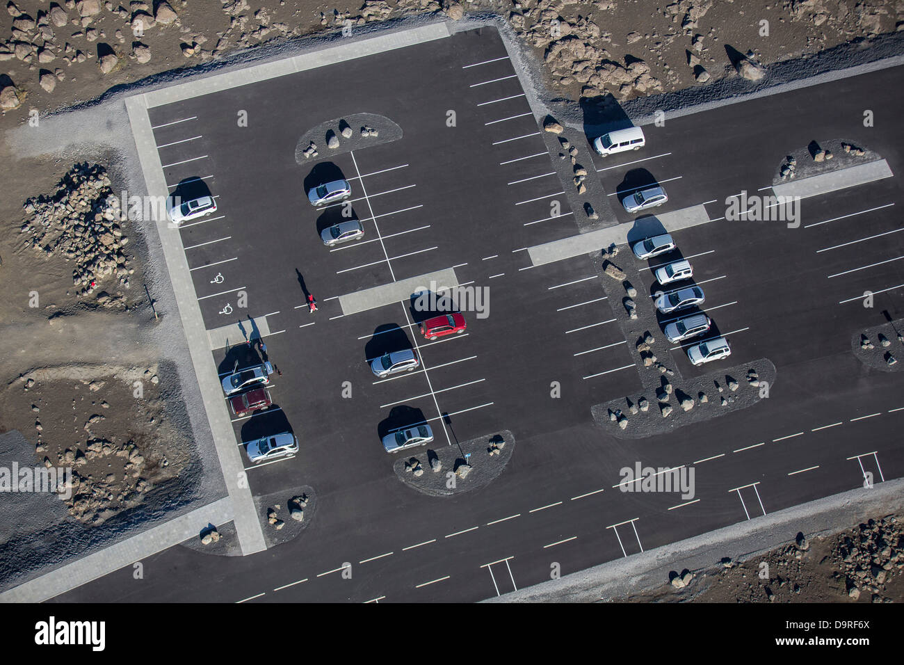 Parking de l'antenne, à proximité des chutes d'Islande Dettifoss,. Banque D'Images Parking de l'antenne, à proximité des chutes d'Islande Dettifoss,. Banque D'Images