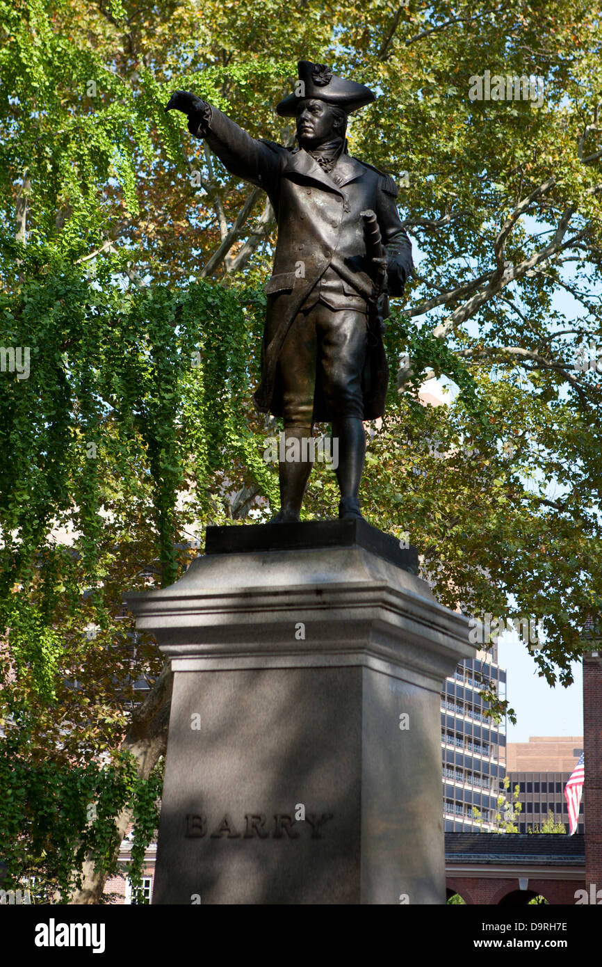 Le Commodore John Barry statue, Philadelphie, Pennsylvanie, États-Unis d'Amérique Banque D'Images