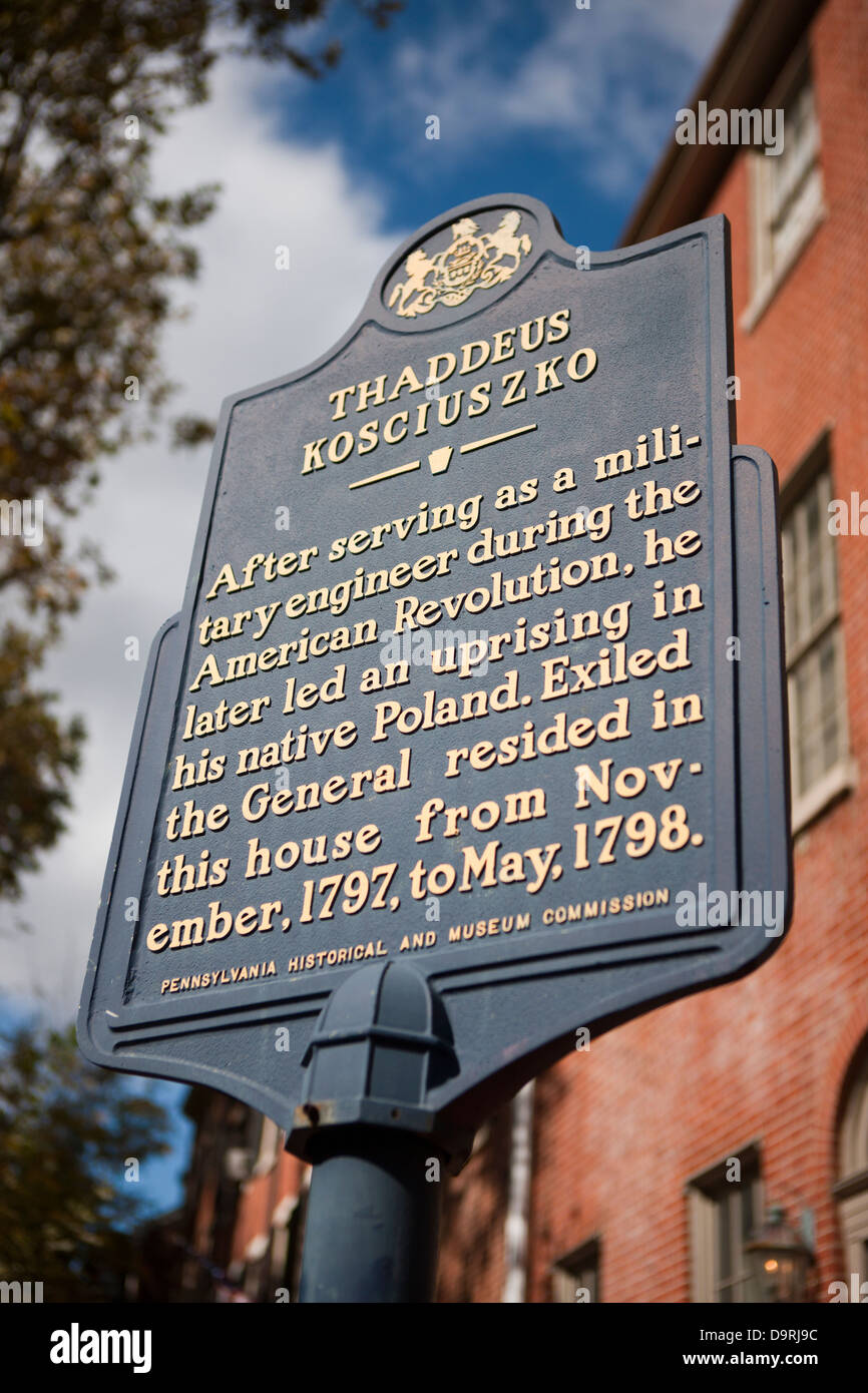 THADDEUS KOSCIUSZKO Après avoir servi en tant qu'ingénieur militaire durant la Révolution américaine, il a ensuite mené une révolte dans sa Pologne natale. Exilé, l'habitaient dans cette maison de novembre 1797 à mai 1798. Georgia Historical and Museum Commission Banque D'Images