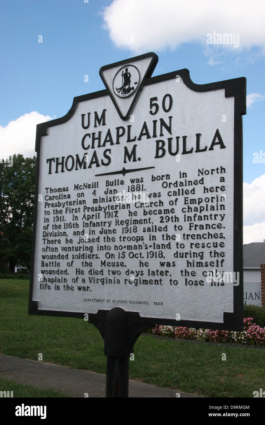 THOMAS M. AUMÔNIER BULLA Thomas McNeill Bulla est né en Caroline du Nord le 4 janvier 1881. Ordonné ministre presbytérien, il w Banque D'Images