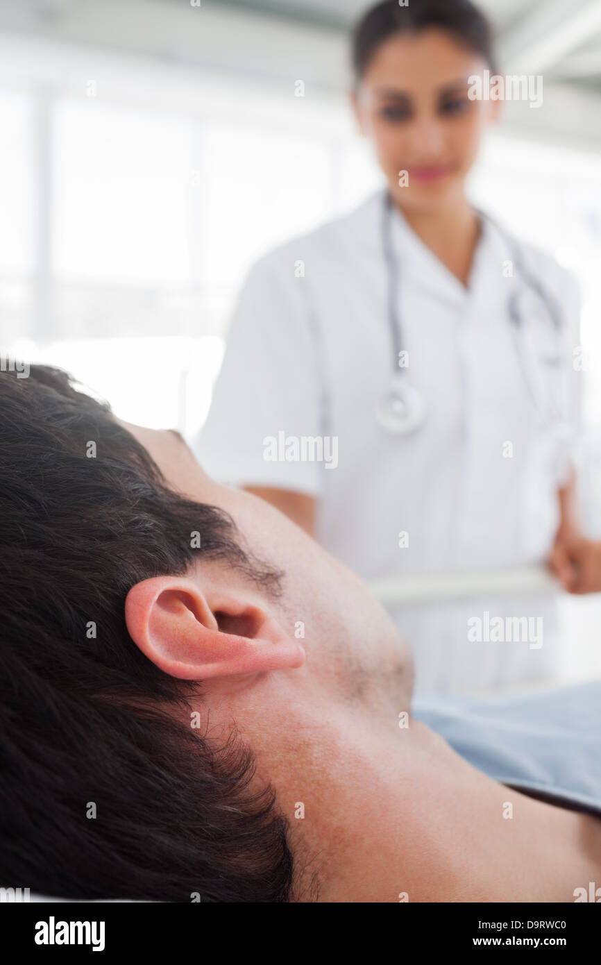 Gros plan sur la tête d'un patient Banque D'Images