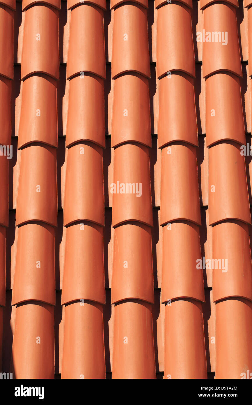 Gros plan du nouveau toit de tuiles en terre cuite de la Méditerranée à Dubrovnik, Croatie Banque D'Images