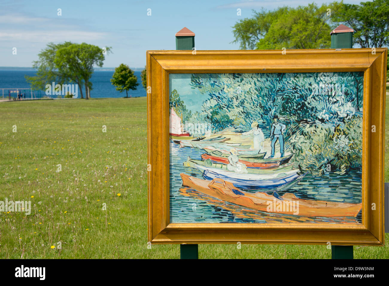 Le Michigan, l'île Mackinac. L'art dans le parc, la reproduction de "Rives de l'Oise à Auvers" (1890) par Van Gogh. Banque D'Images