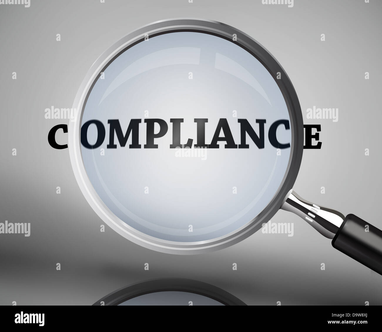 Loupe montrant la conformité mot Banque D'Images