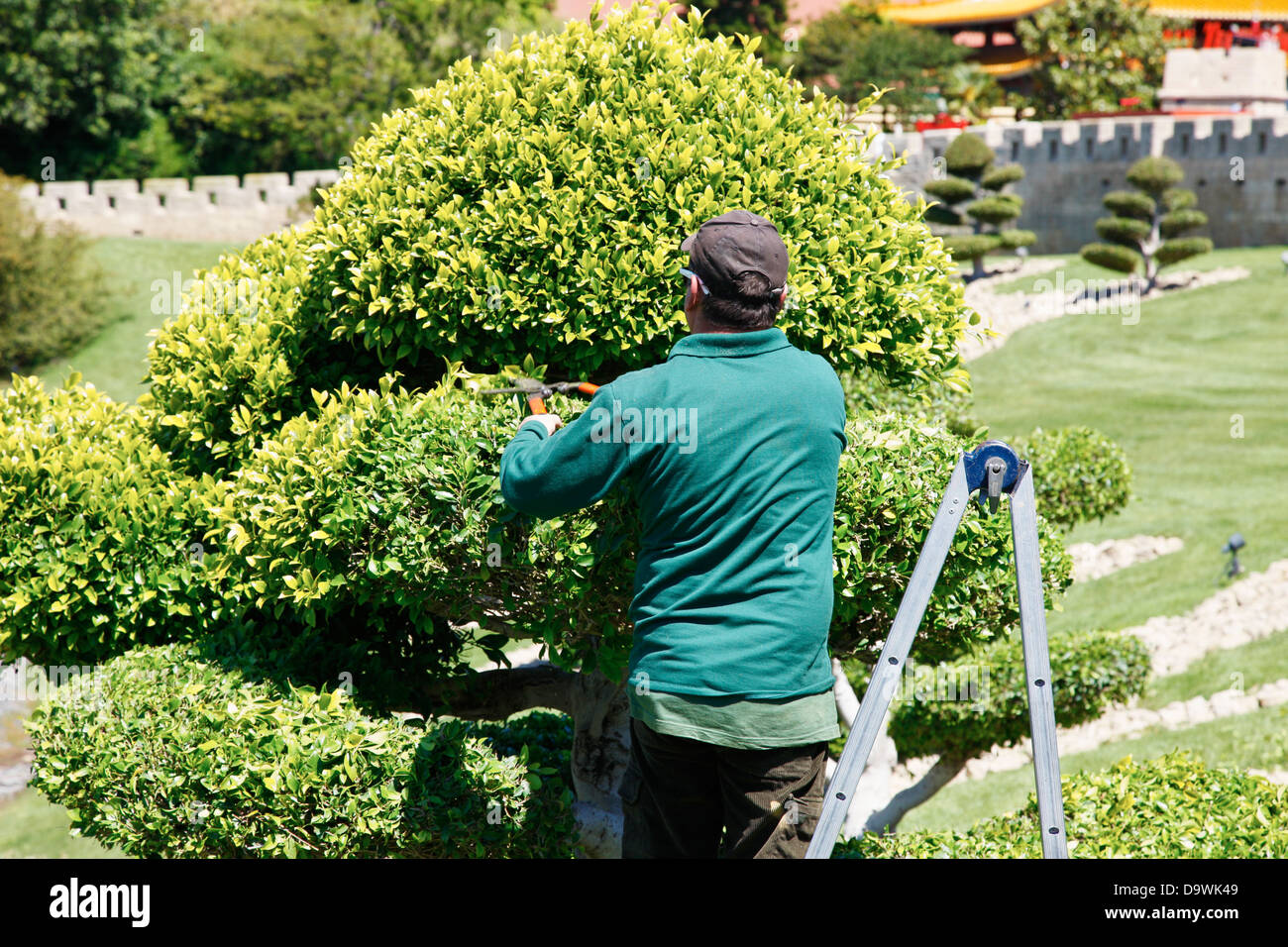 Jardinage jardinier salou, Catalogne, Espagne Banque D'Images