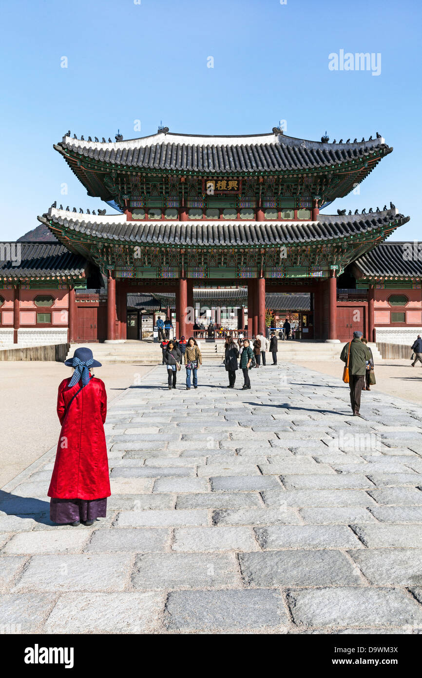 Gyeongbokgung Palace, palais de bonheur parfait, Séoul, Corée du Sud, Asie Banque D'Images