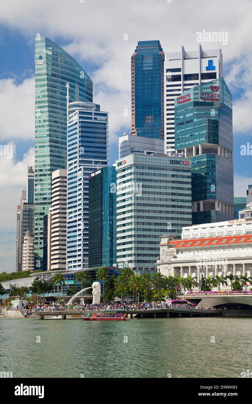L'Asie du Sud-Est, Singapour, augmentation de la vue sur le centre-ville et Marina Bay Banque D'Images