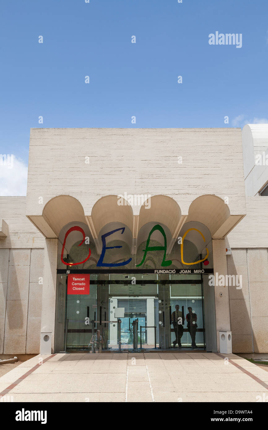 Entrée de la Fundacio Joan Miro Foundation Barcelone. Banque D'Images