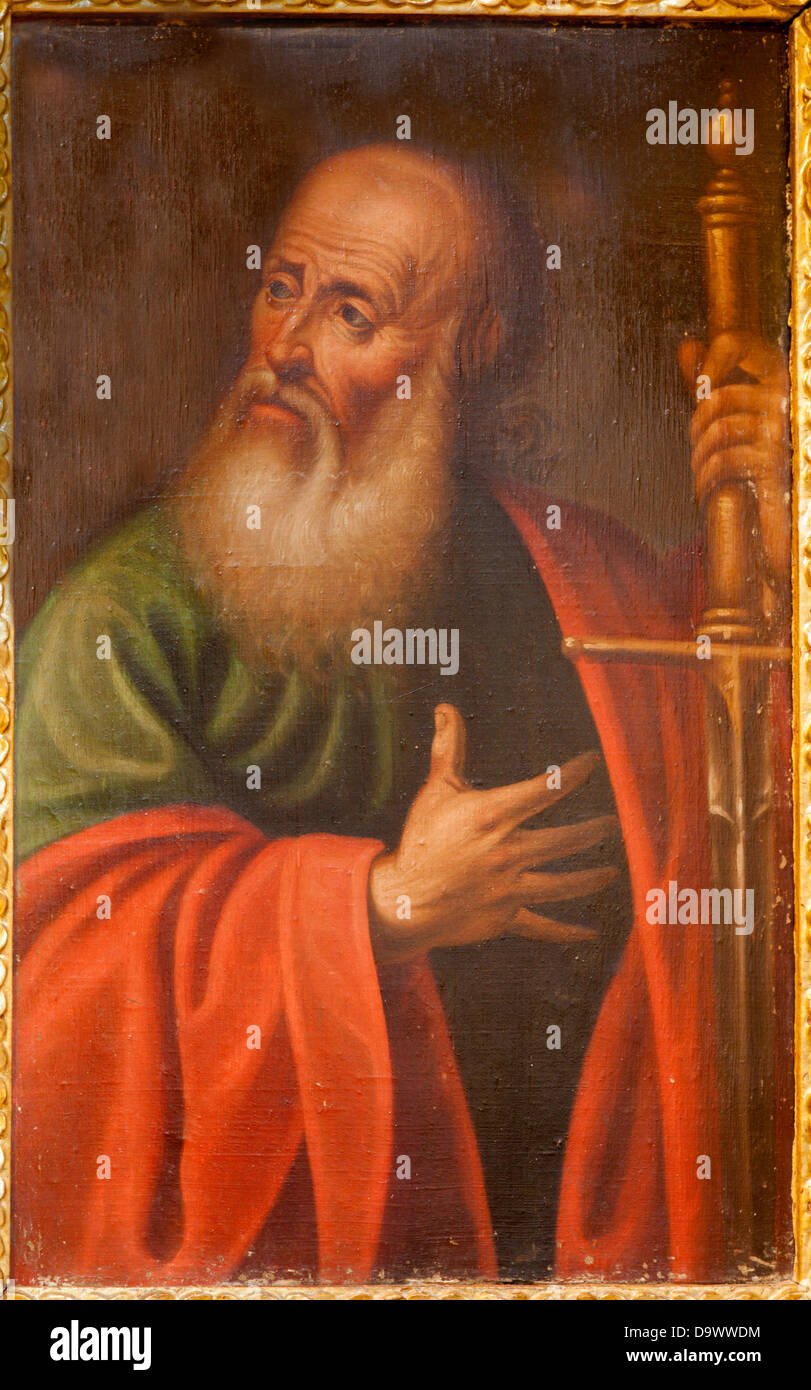 TOLEDO - 8 mars : Peinture de Saint Paul l'apôtre de l'église Iglesia de San Idefonso le 8 mars 2013 à Tolède, en Espagne. Banque D'Images