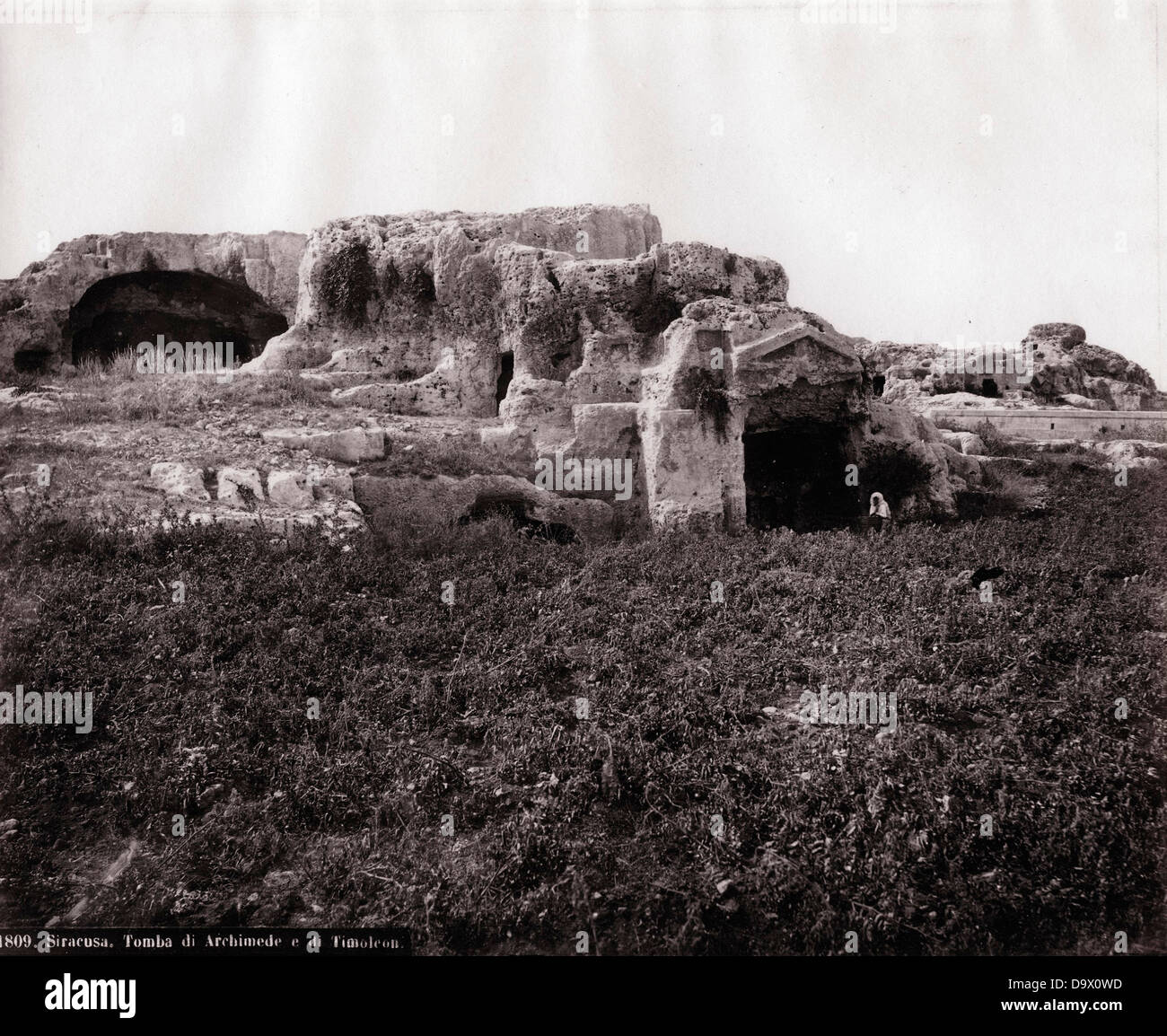 Tombeau d'Archimède, Syracuse, Sicile, ca 1865, par Roberto Rive Banque D'Images