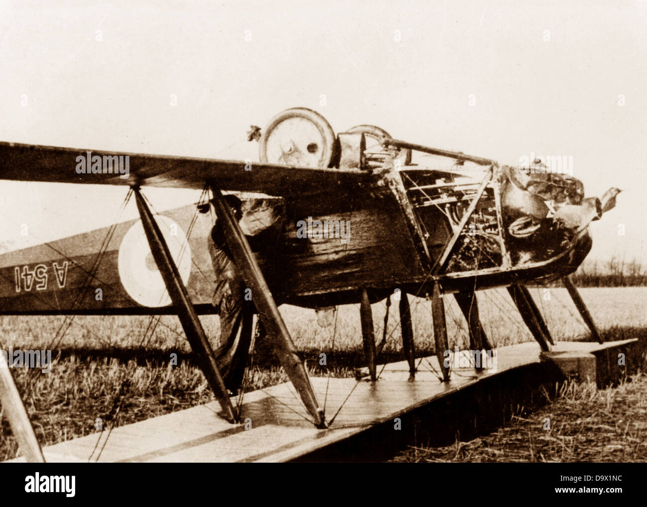Biplan AVRO 504un accident début des années 1900 Banque D'Images