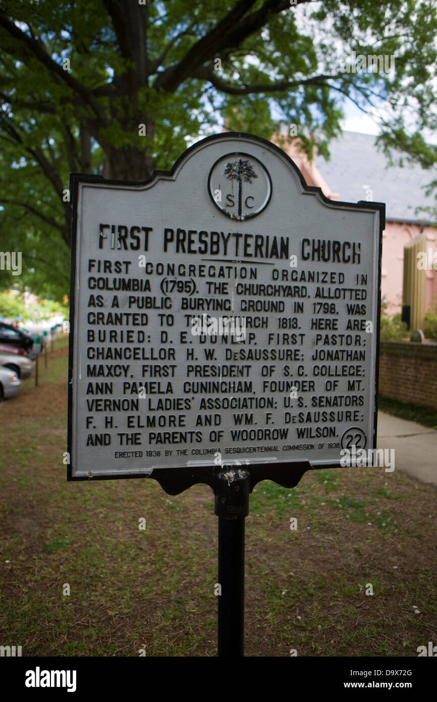 FIRST PRESBYTERIAN CHURCH Première congrégation organisé en Colombie-Britannique (1795). Le cimetière, attribués comme un cimetière public Banque D'Images