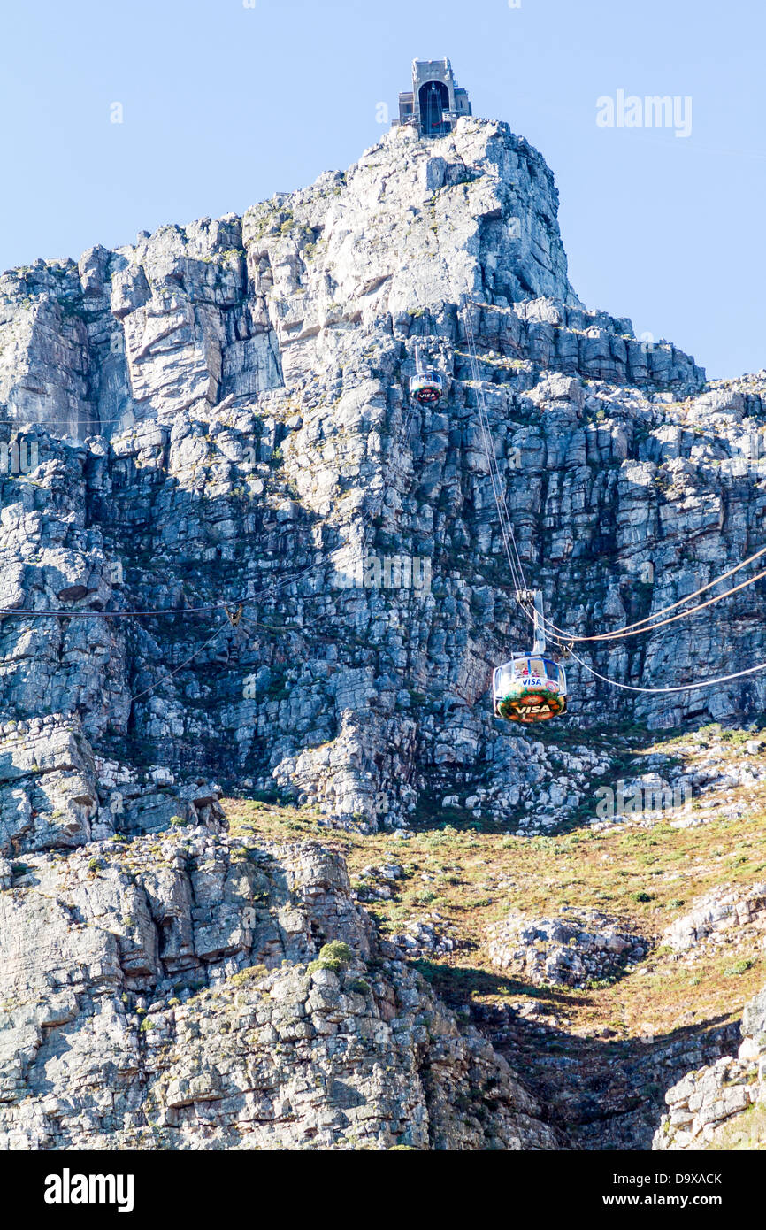 Un téléphérique à Table Mountain, Afrique du Sud Banque D'Images