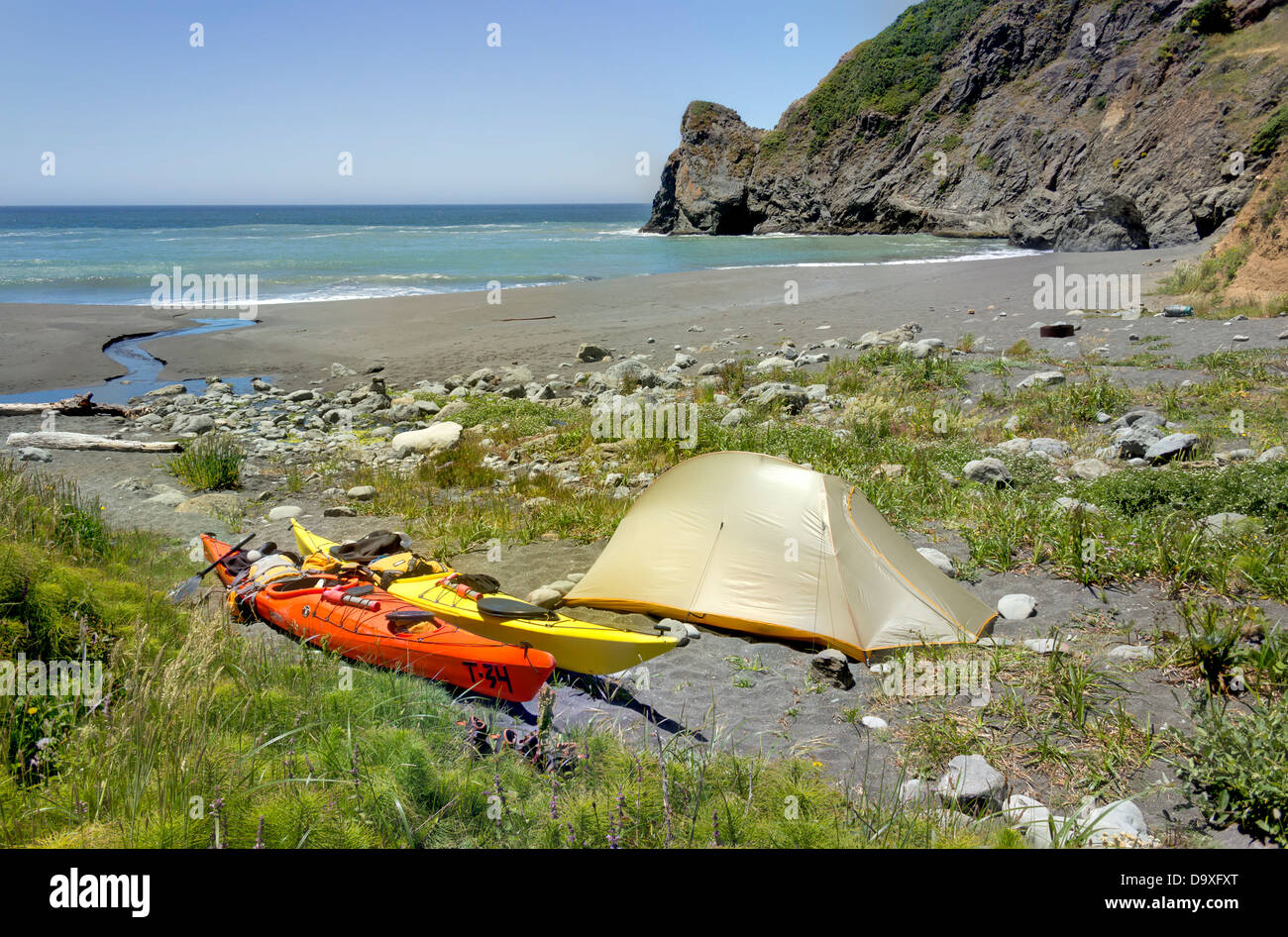 Camping Kayak en Californie du Nord, Désert de Siskiyou. Banque D'Images