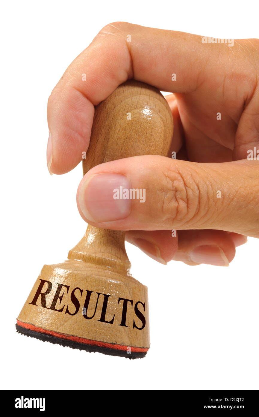 Résultats marqués sur timbre en caoutchouc Banque D'Images