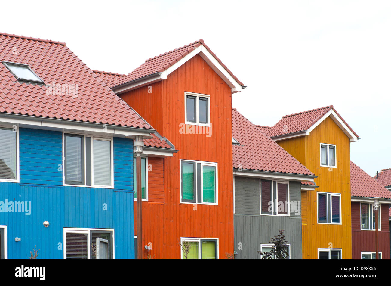 Maisons colorées à Groningue, Pays-Bas Banque D'Images