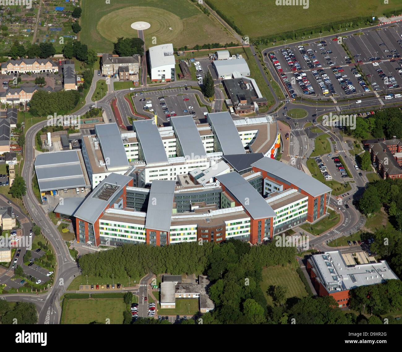 Vue aérienne de l'hôpital Pinderfields à Wakefield Banque D'Images