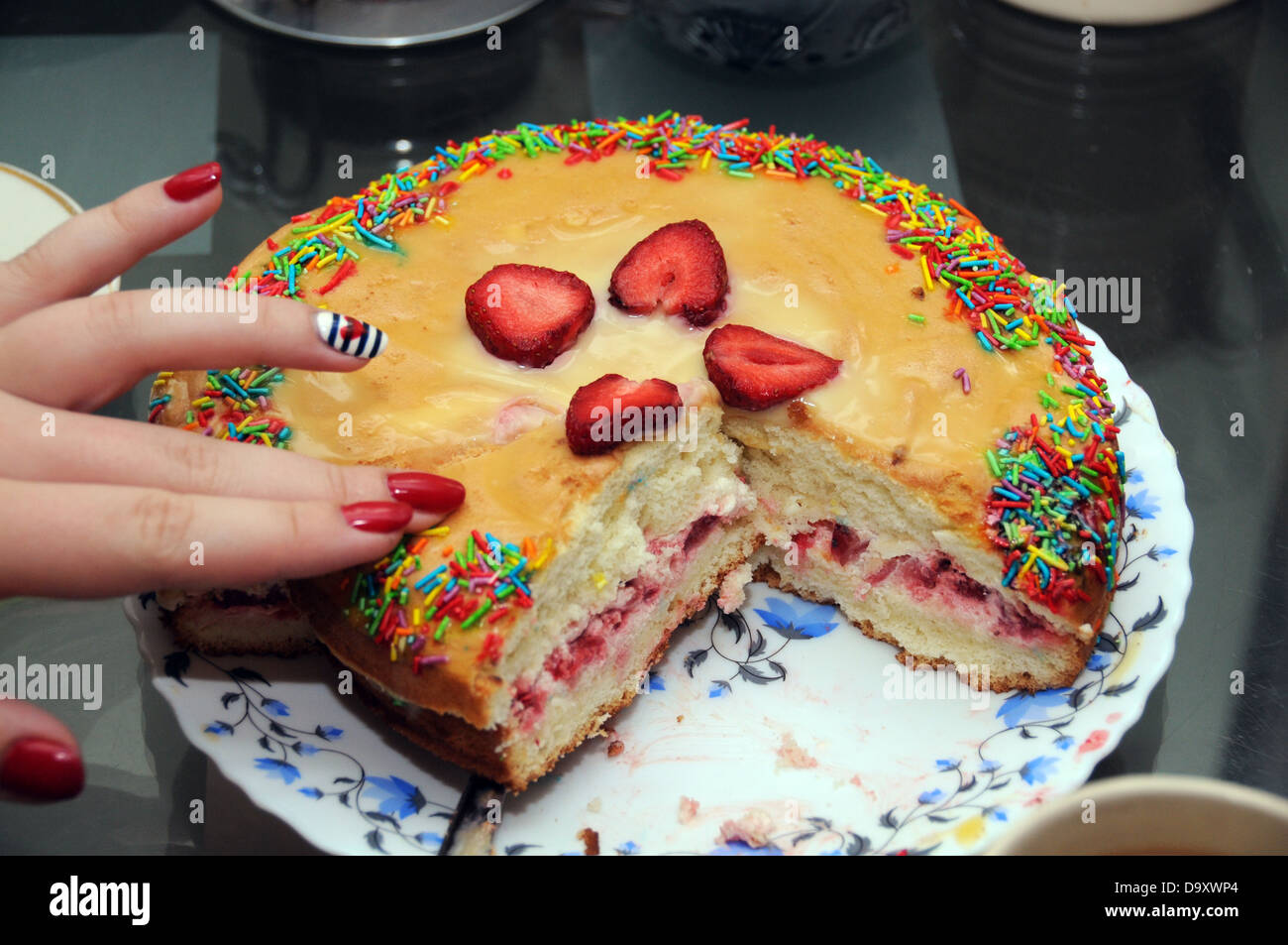 Gâteau aux fruits Dessert aux fraises Banque D'Images