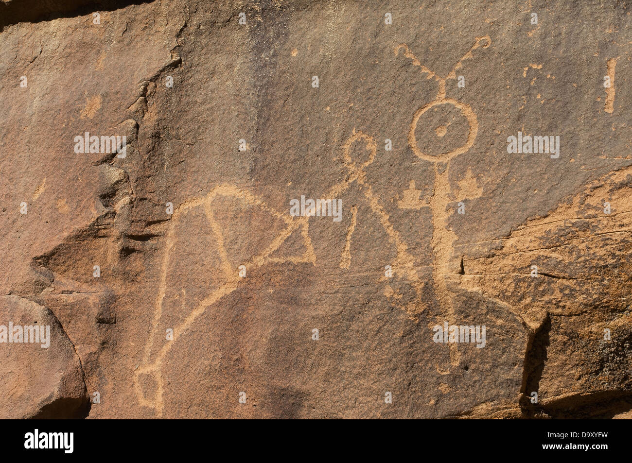 Native American petroglyphs in Lobo Canyon Cebolla, Désert, Nouveau Mexique. Photographie numérique Banque D'Images