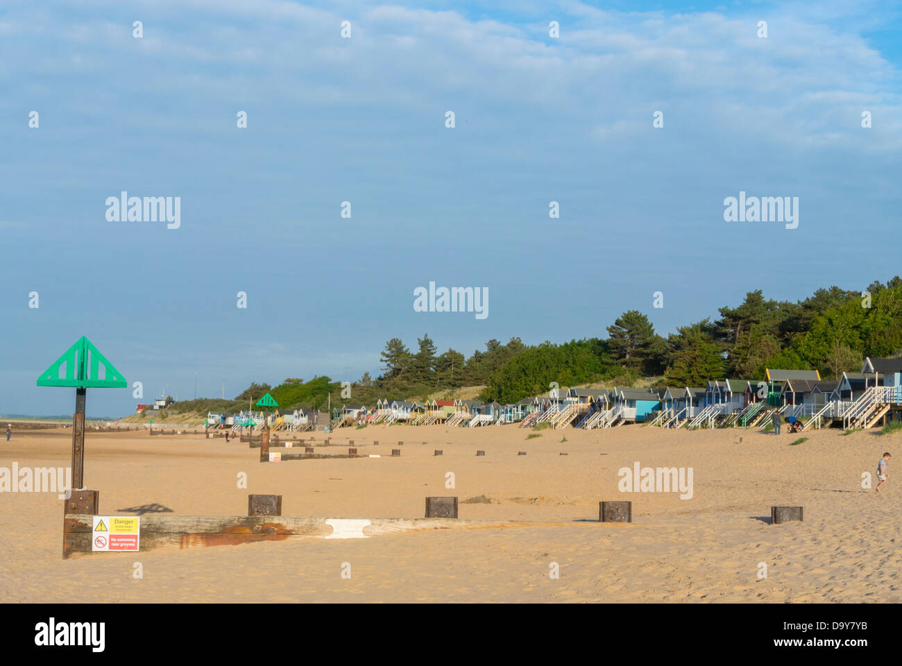 Avis de Wells Beach, Wells-Next-The-Sea, Norfolk, Angleterre Banque D'Images