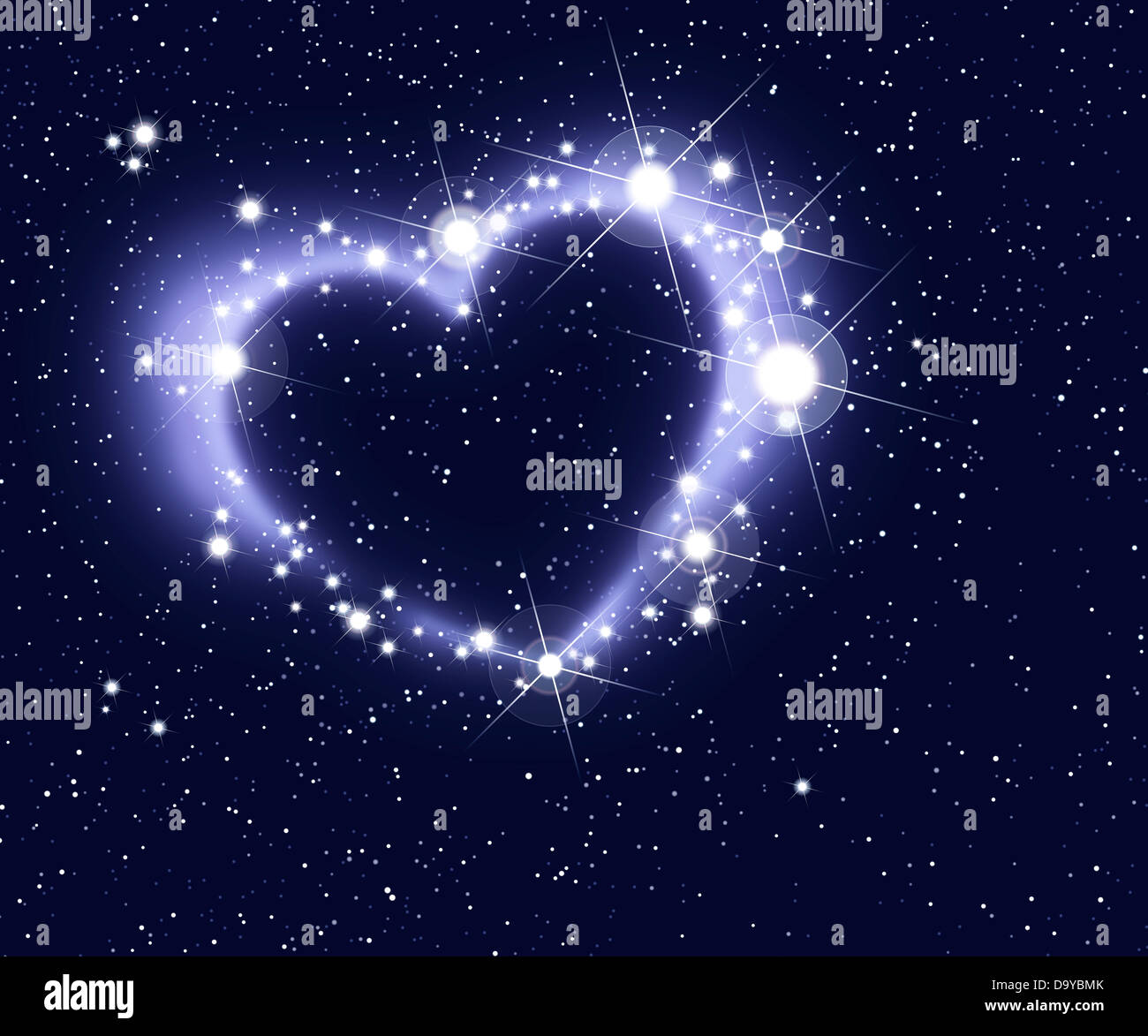 Étoiles et des nébuleuses forment un coeur dans l'espace profond Banque D'Images
