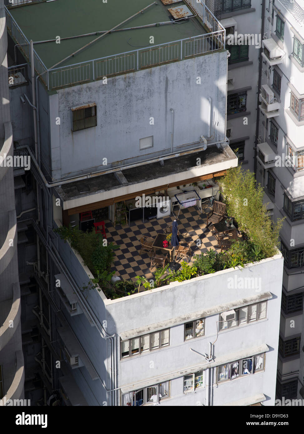 Dh Causeway Bay Hong Kong chinois des tours d'appartements résidentiel jardin toit plat Banque D'Images