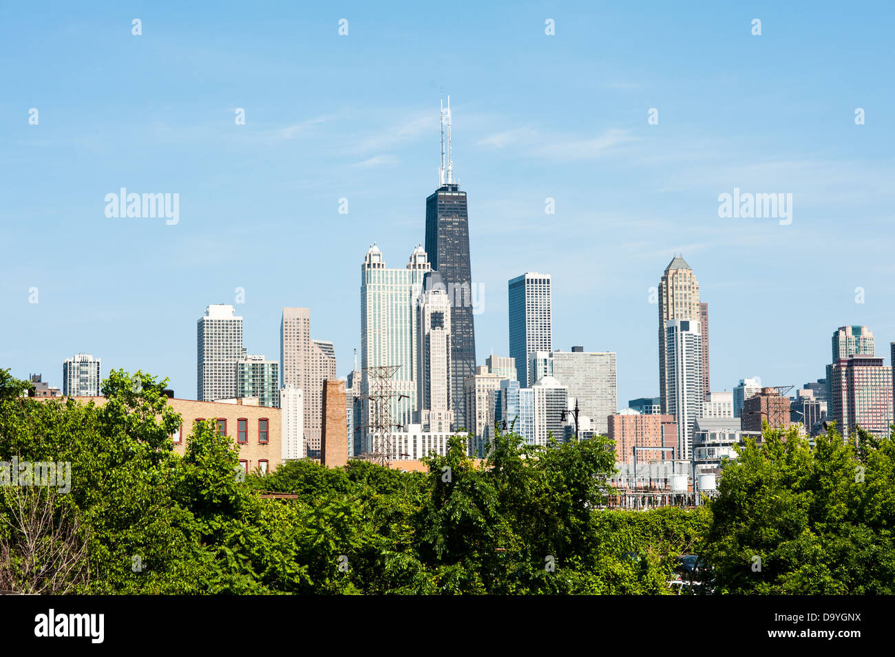 Vue de l'horizon de Chicago à partir de l'ouest Banque D'Images