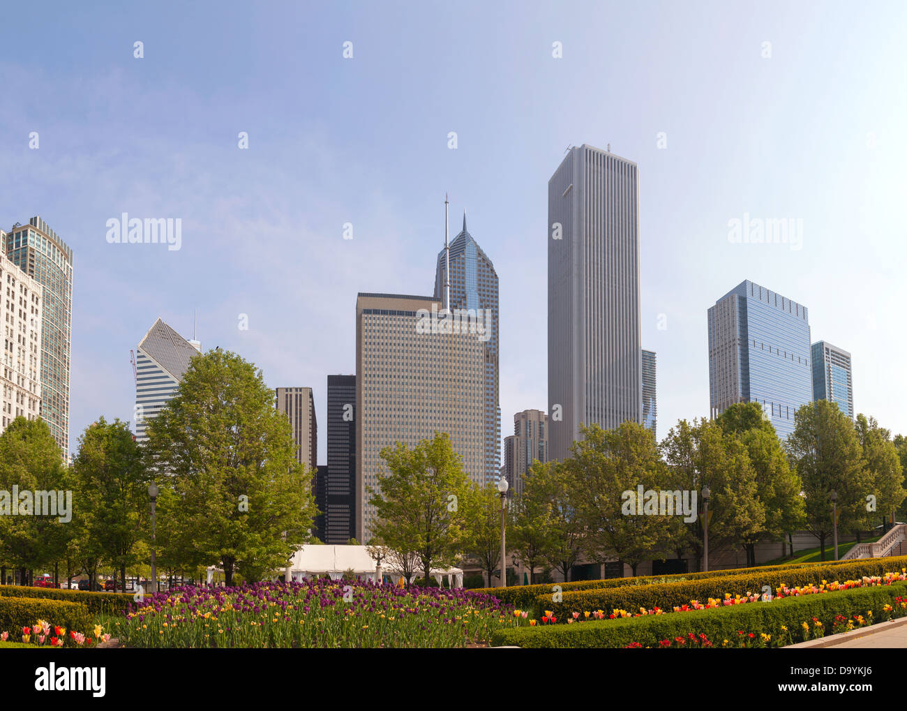Panorama urbain de Chicago lors d'une journée ensoleillée Banque D'Images