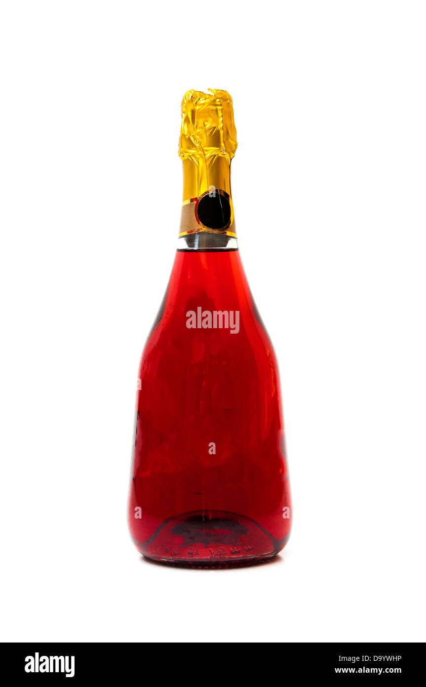 Champagne rouge sur fond blanc Banque D'Images