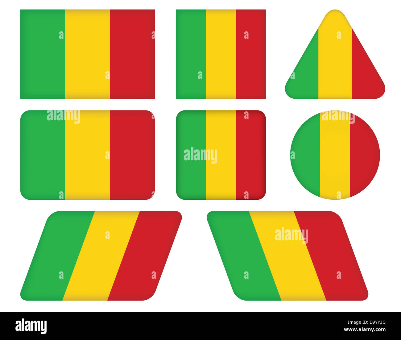 Ensemble de boutons avec drapeau du Mali Banque D'Images