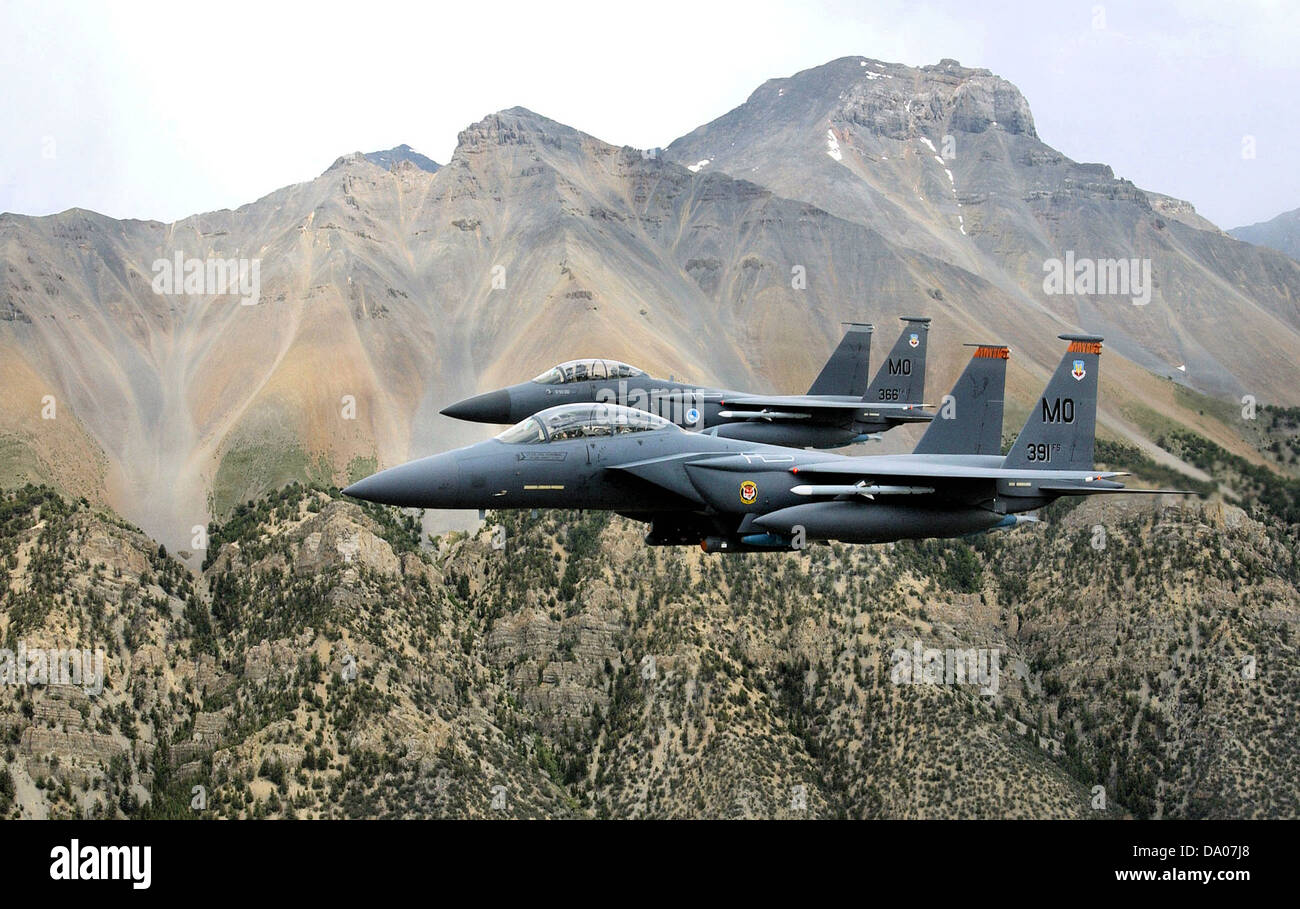 La 12th Air Force, 366th Fighter Wing, est stationnée à Mountain Home Air Force base (MHAFB), fournissant la préparation au combat aérien et soutenant diverses missions opérationnelles. L'escadre exploite des avions de chasse avancés pour l'entraînement et les opérations de combat. Banque D'Images