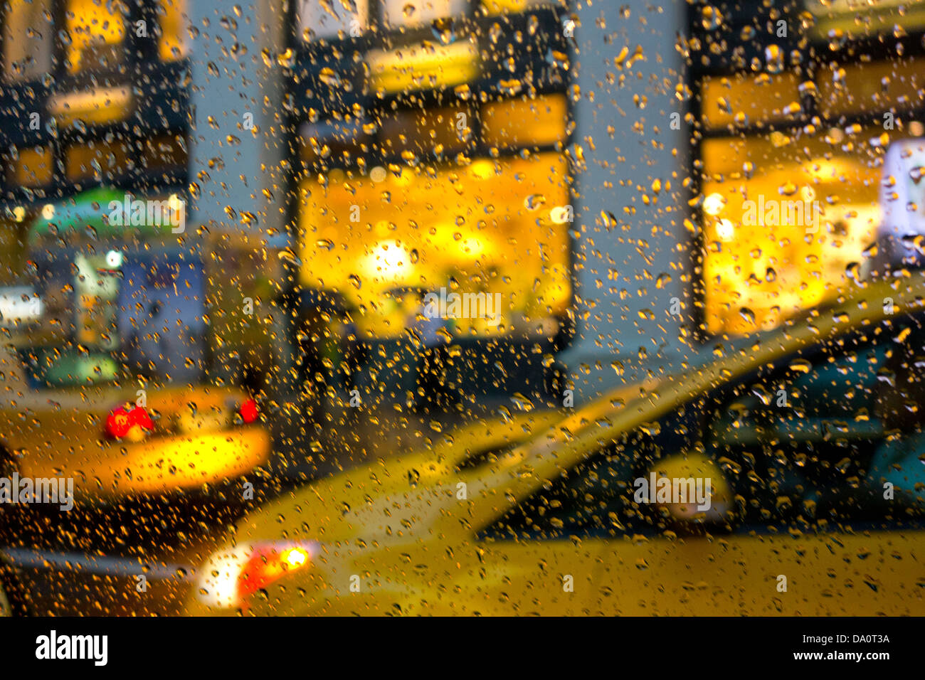 La pluie taxi new york yellow cab street USA Banque D'Images