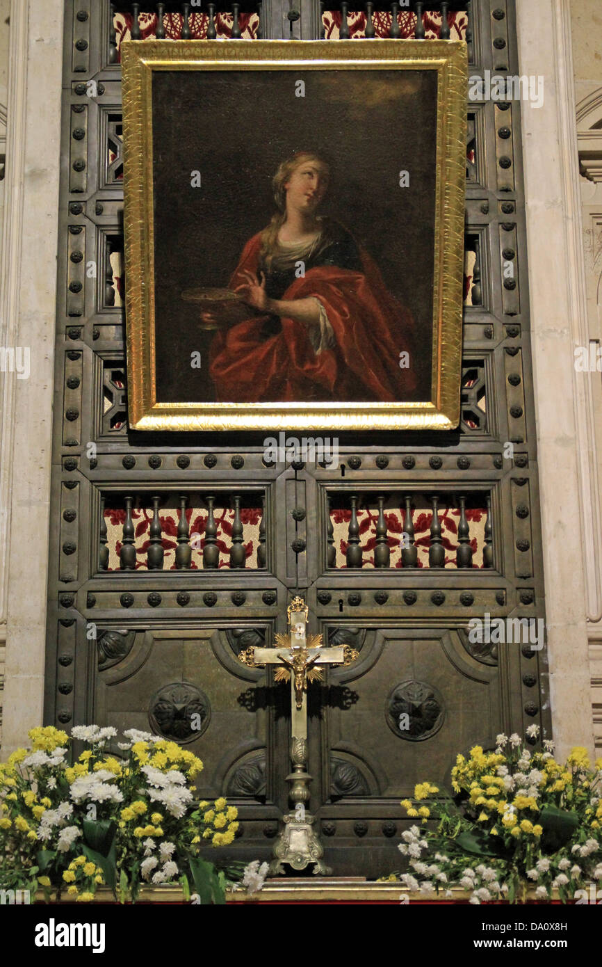 Peinture de Sainte Lucie dans la Cathédrale (Duomo) de Syracuse. Banque D'Images