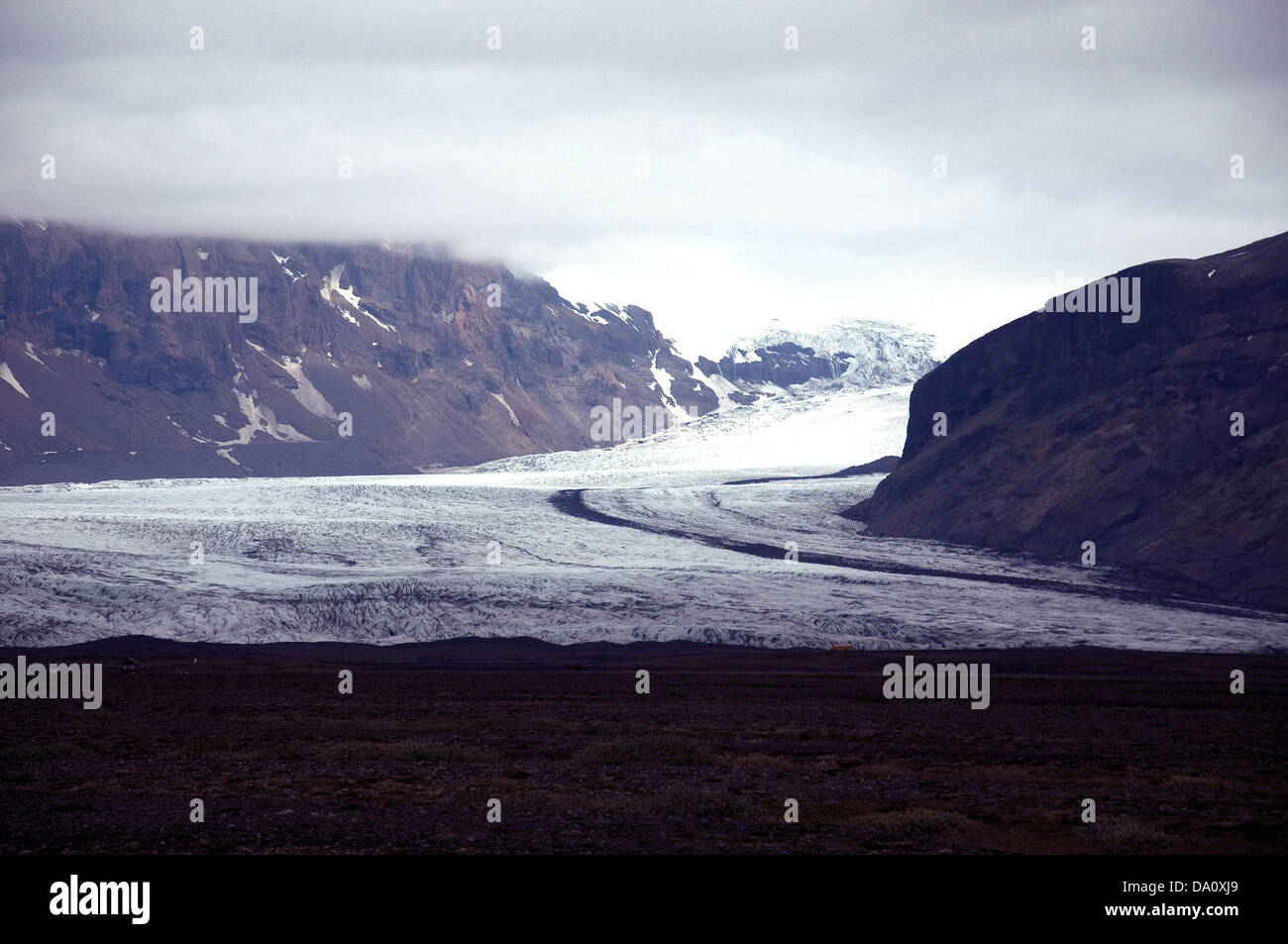 La côte sud de l'Islande ravagée par les forces volcaniques, changements de glaciers et de séismes -- Cette zone est Skeidarasandur redoutable Banque D'Images