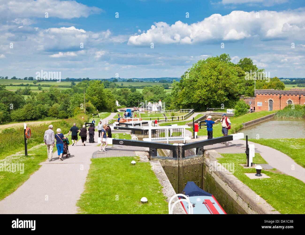 Vol historique de verrous à Foxton locks sur le Grand Union canal Leicestershire Angleterre UK GB EU Europe Banque D'Images