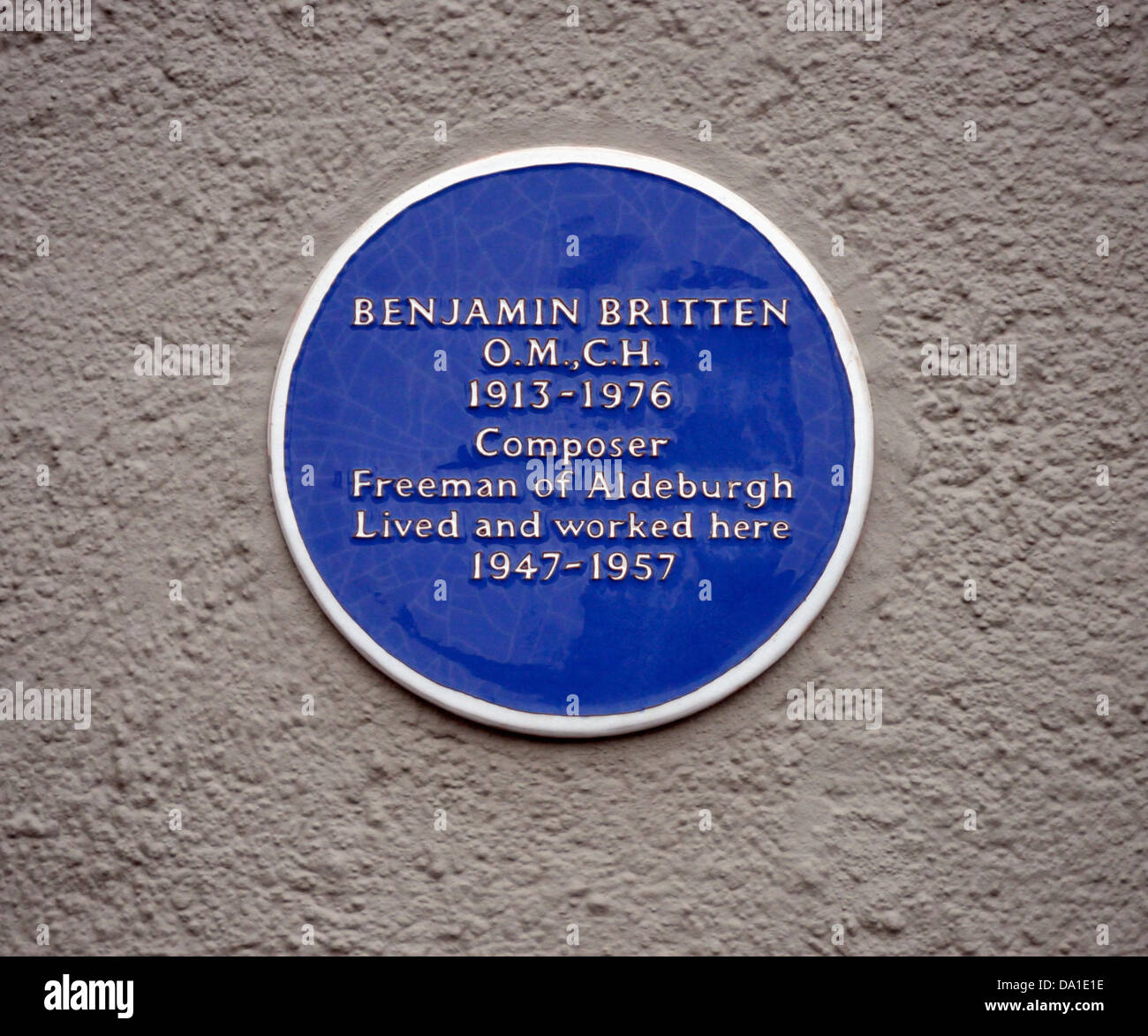 Benjamin Britten blue plaque. Crag House, chemin escarpé, Aldeburgh, Suffolk, Angleterre, Royaume-Uni, Europe. Banque D'Images