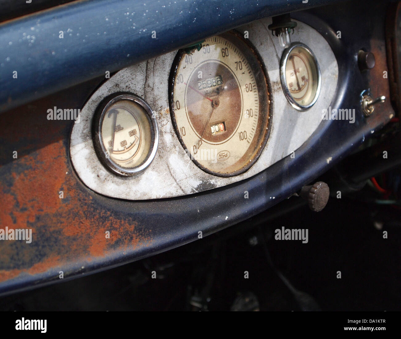 Indicateur de tableau de bord indiquant vintage car Banque D'Images