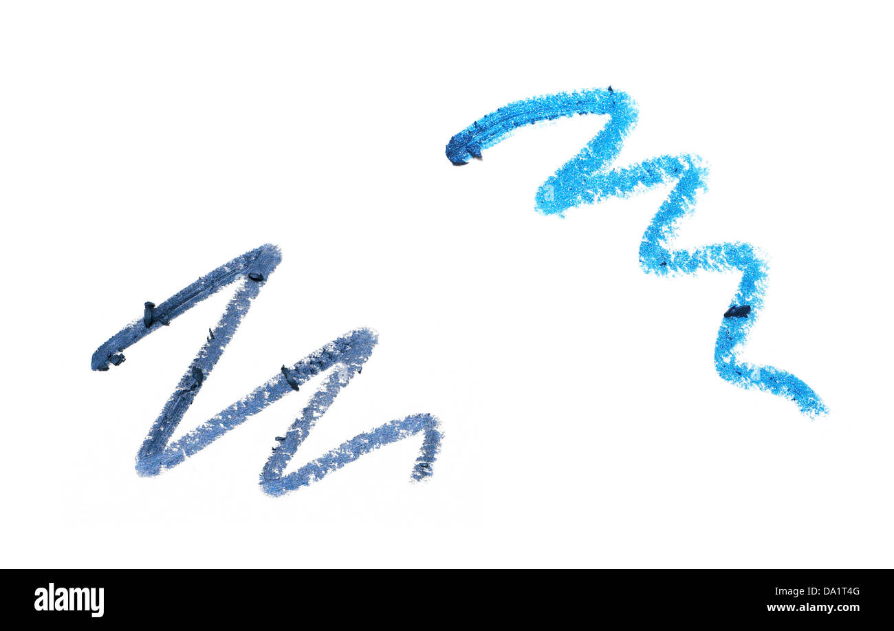L'eyeliner bleu crayon Squiggle cut out sur un fond blanc Banque D'Images