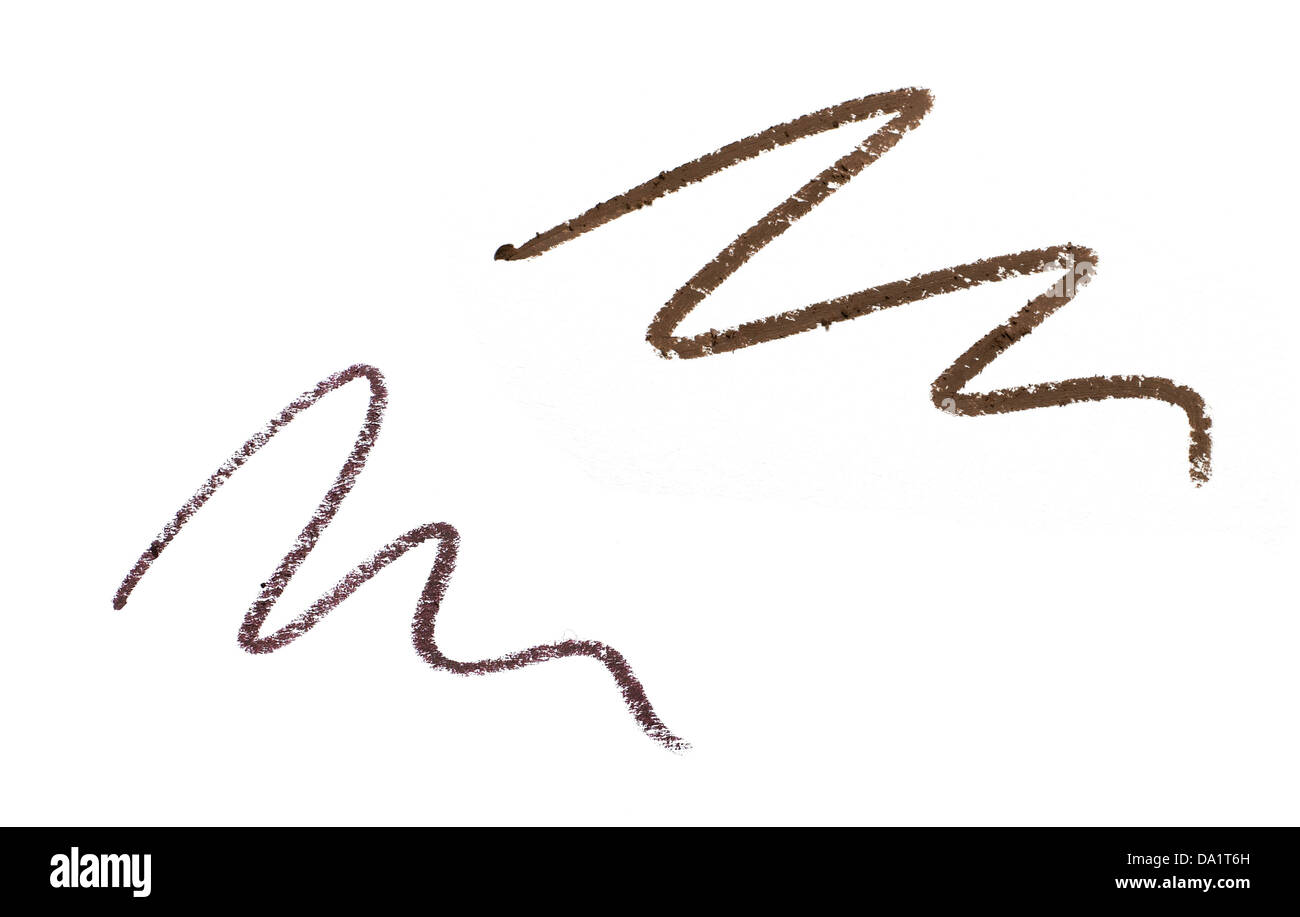 Brown l'eyeliner crayon Squiggle cut sur un fond blanc Banque D'Images
