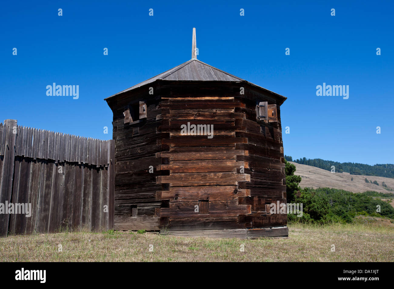 Blockhaus, Fort Ross State Historic Park, Sonoma County, Californie, États-Unis d'Amérique Banque D'Images