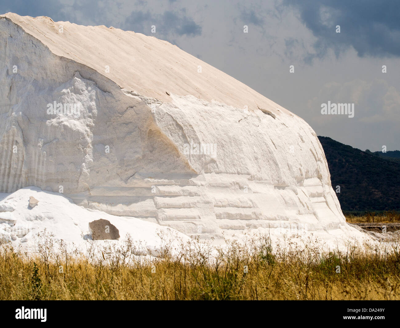 Le sel produit par les salines de Kalloni Lesbos, Grèce. Banque D'Images