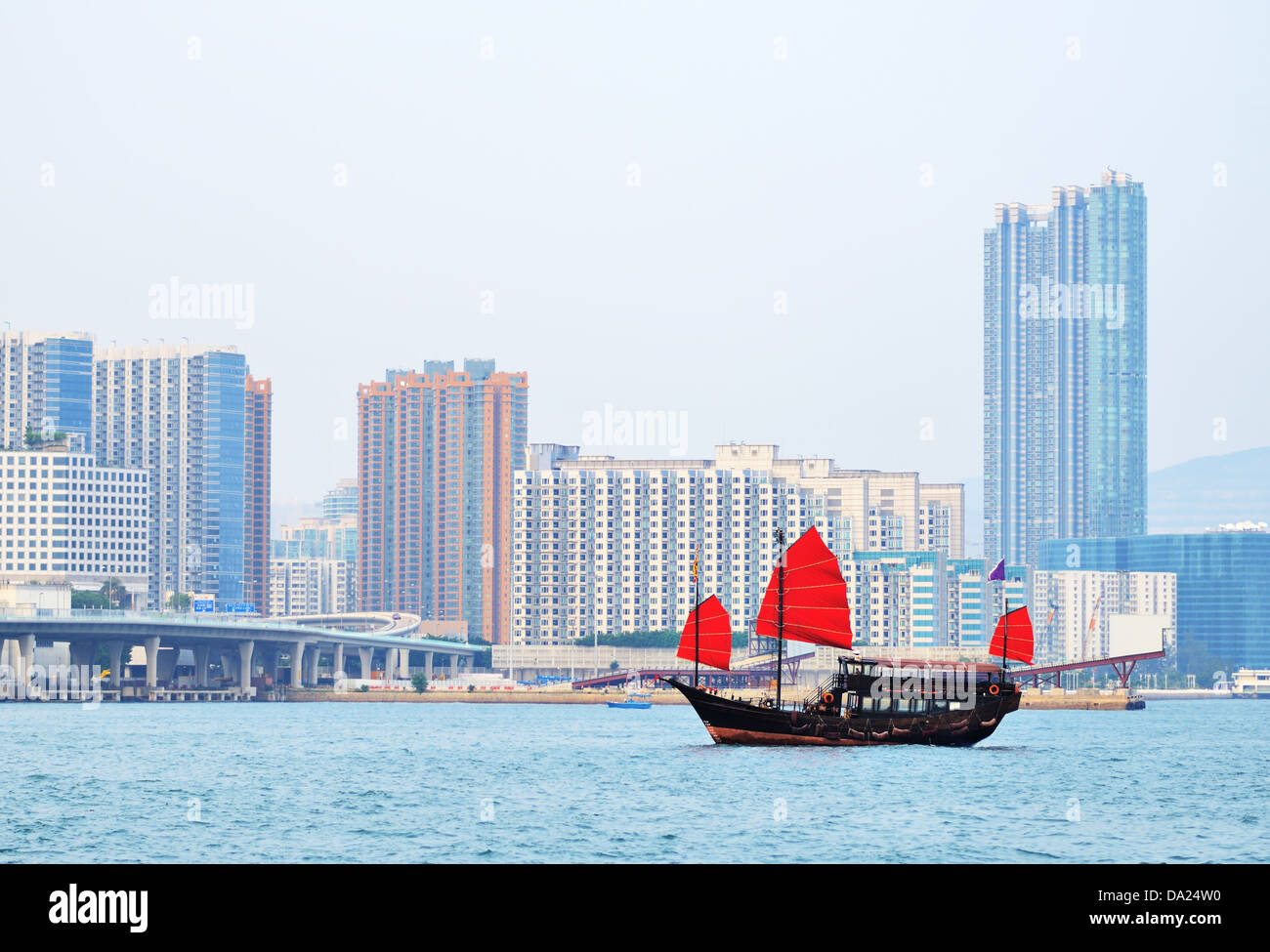 Jonque Chinoise shp dans le port de Victoria, Hong Kong, Chine. Banque D'Images