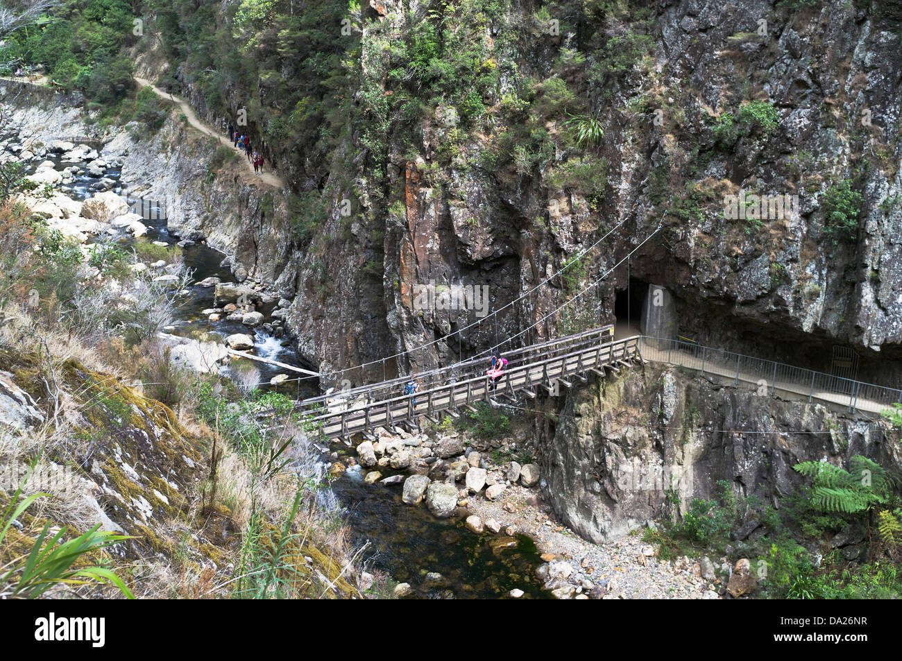 Waitawheta dh River Gorge KARANGAHAKE néo-zélandais sur les gorges de la rivière sentier pont sur pied creek Banque D'Images