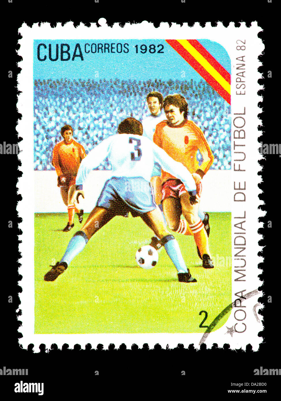 Timbre-poste représentant de Cuba joueurs football (soccer), émis pour la Coupe du Monde 1982 en Espagne. Banque D'Images