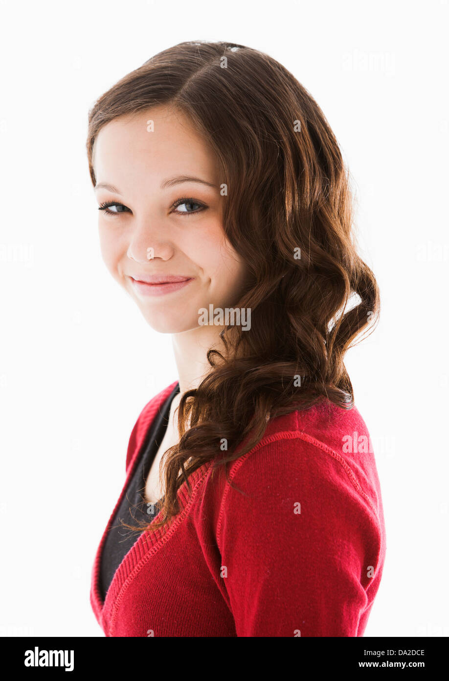 Portrait of smiling girl (12-13) Banque D'Images