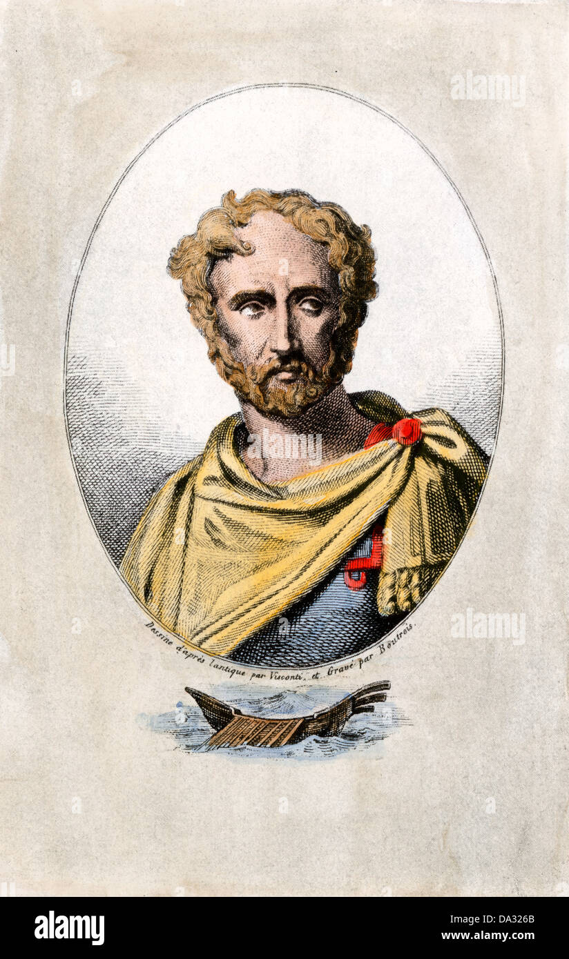 Naturaliste romain Pline l'ancien. Demi-teinte de couleur à la main Banque D'Images